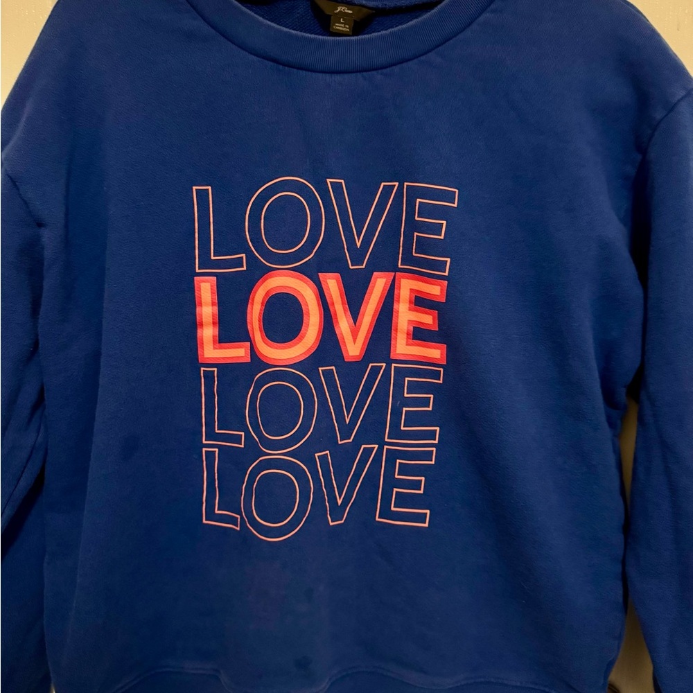 J. Crew Royal Blue Sweatshirt with Love Graphic